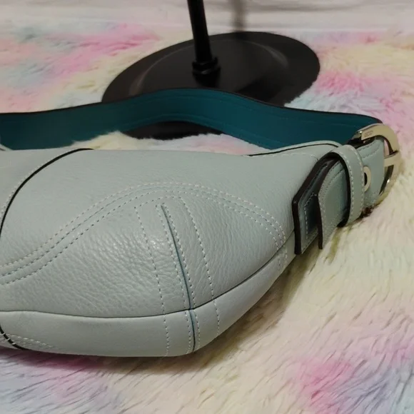 Authentic Coach Y2K Small Blue Pebbled Leather Shoulder Bag - Picture 8 of 16